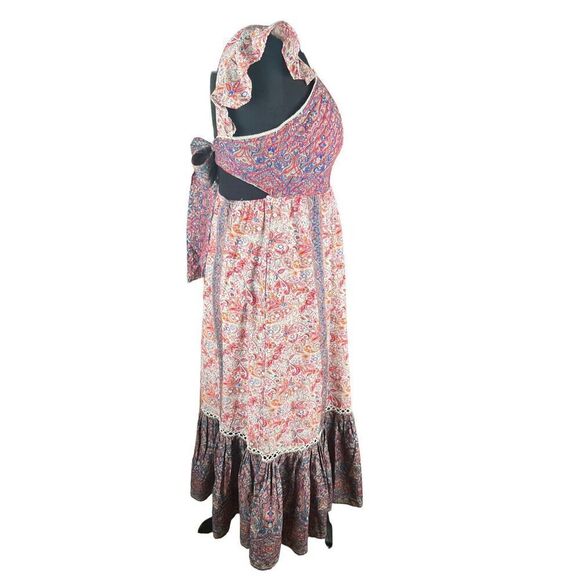 Haute hippie boho peasant fairy whimsical flutter sleeve  paisley maxi dress 2 - Picture 4 of 9